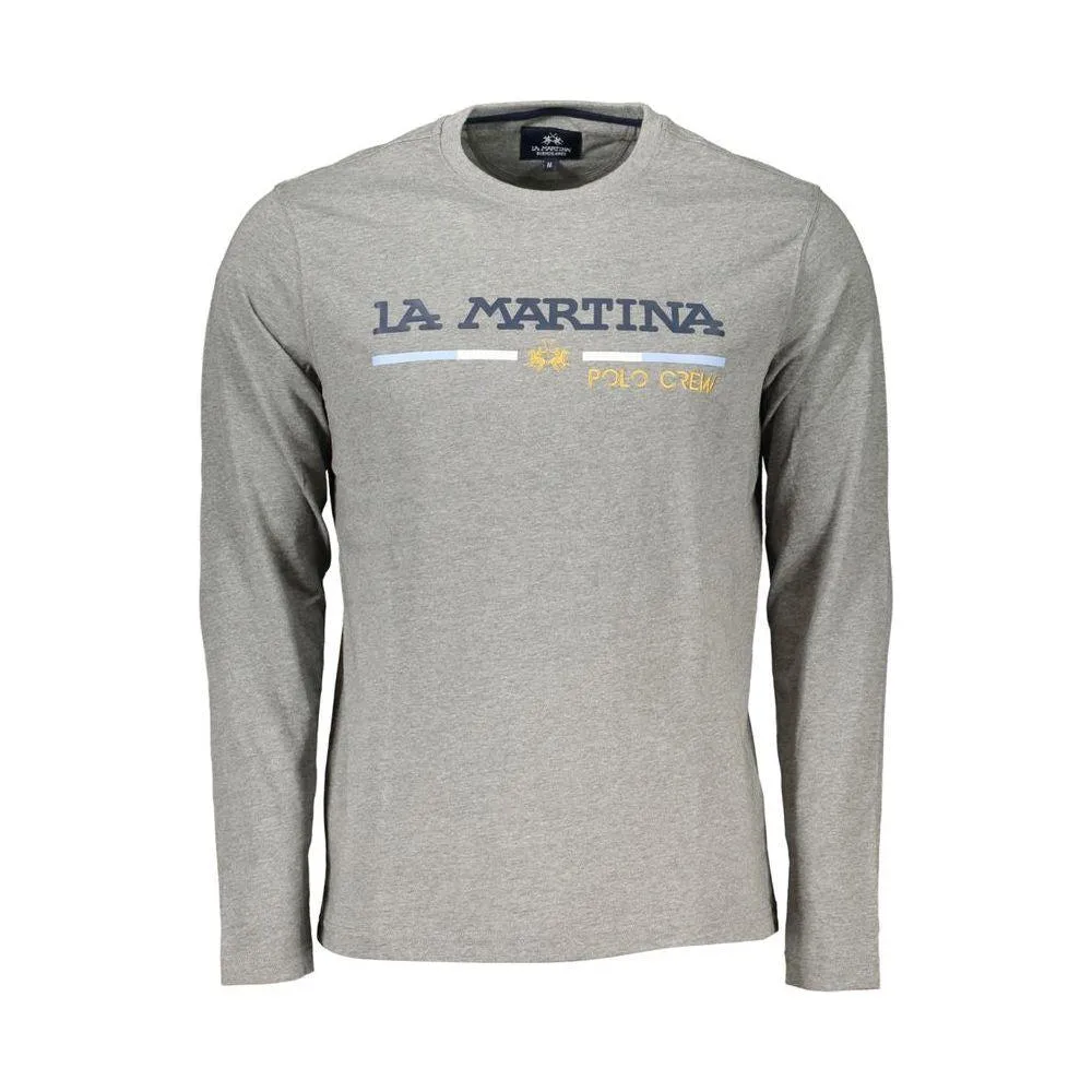 La Martina Elegant Crew Neck Embroidered Long Sleeve Tee