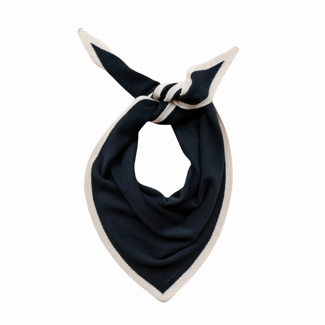 Large Merino Triangle Scarf - Black & Cream