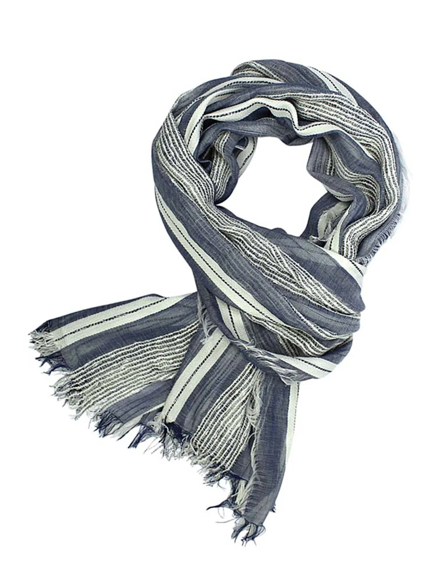 Lightweight Scarf With Bold Knit & Frayed Fringe