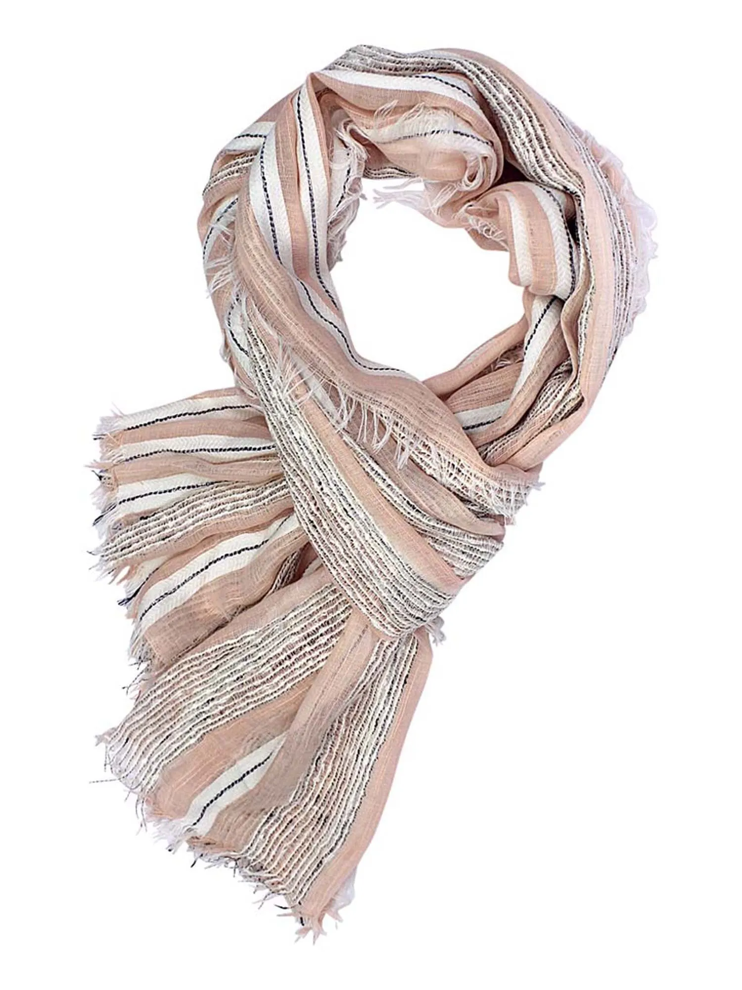 Lightweight Scarf With Bold Knit & Frayed Fringe