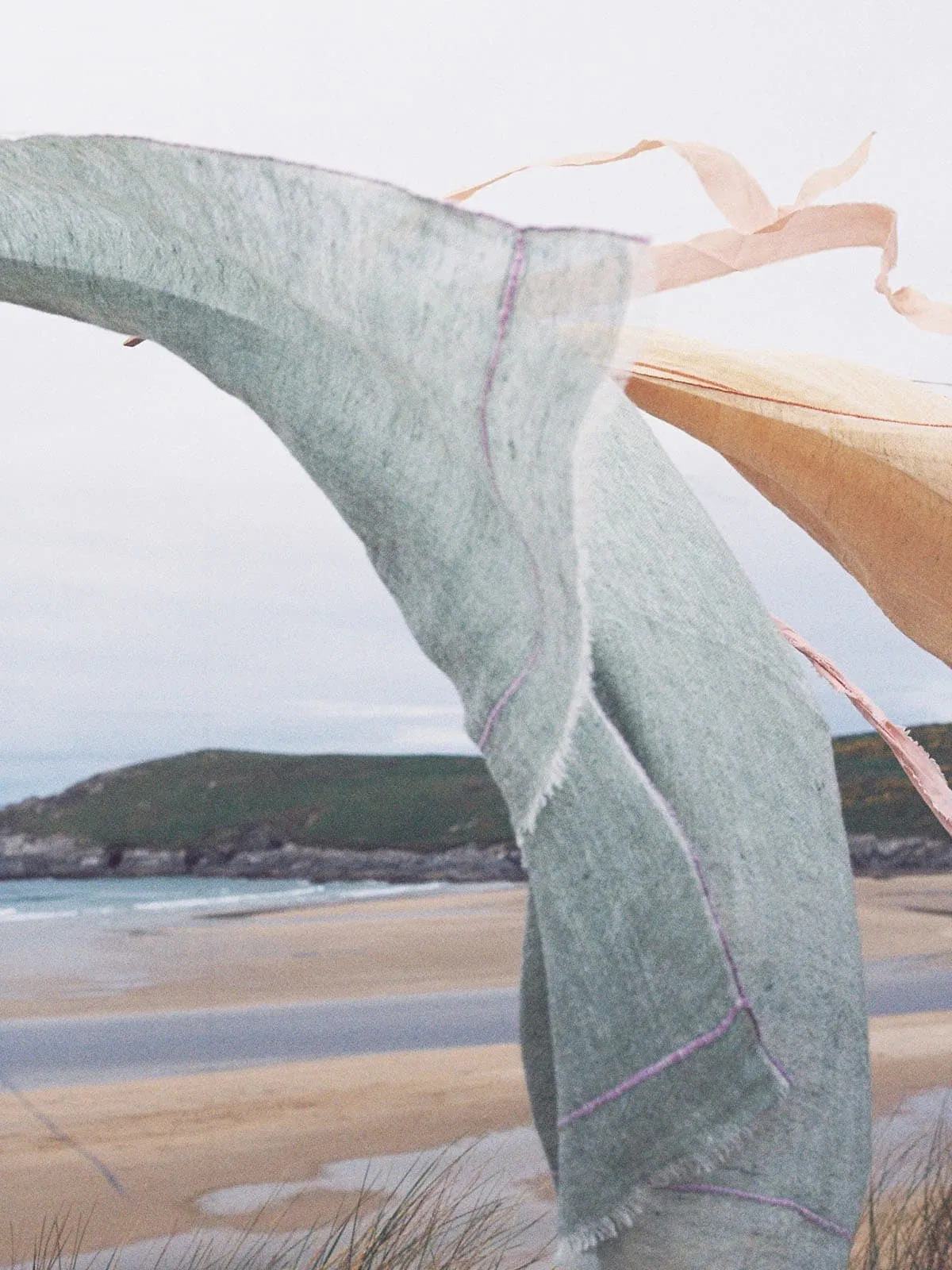 Linen Scarf, Sage and Lilac