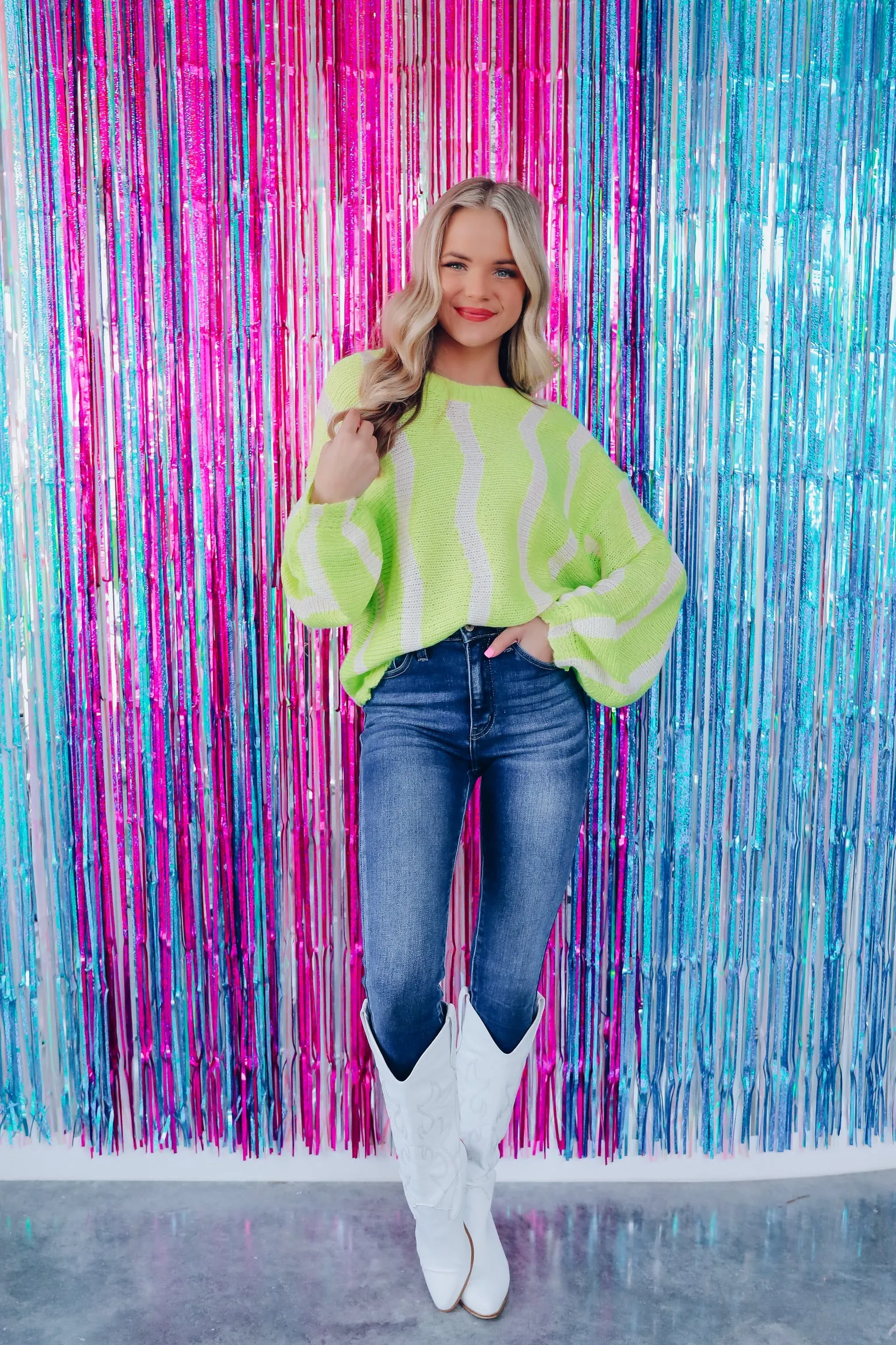 Livin' On Sunshine Light Weight Knit Sweater - Lime