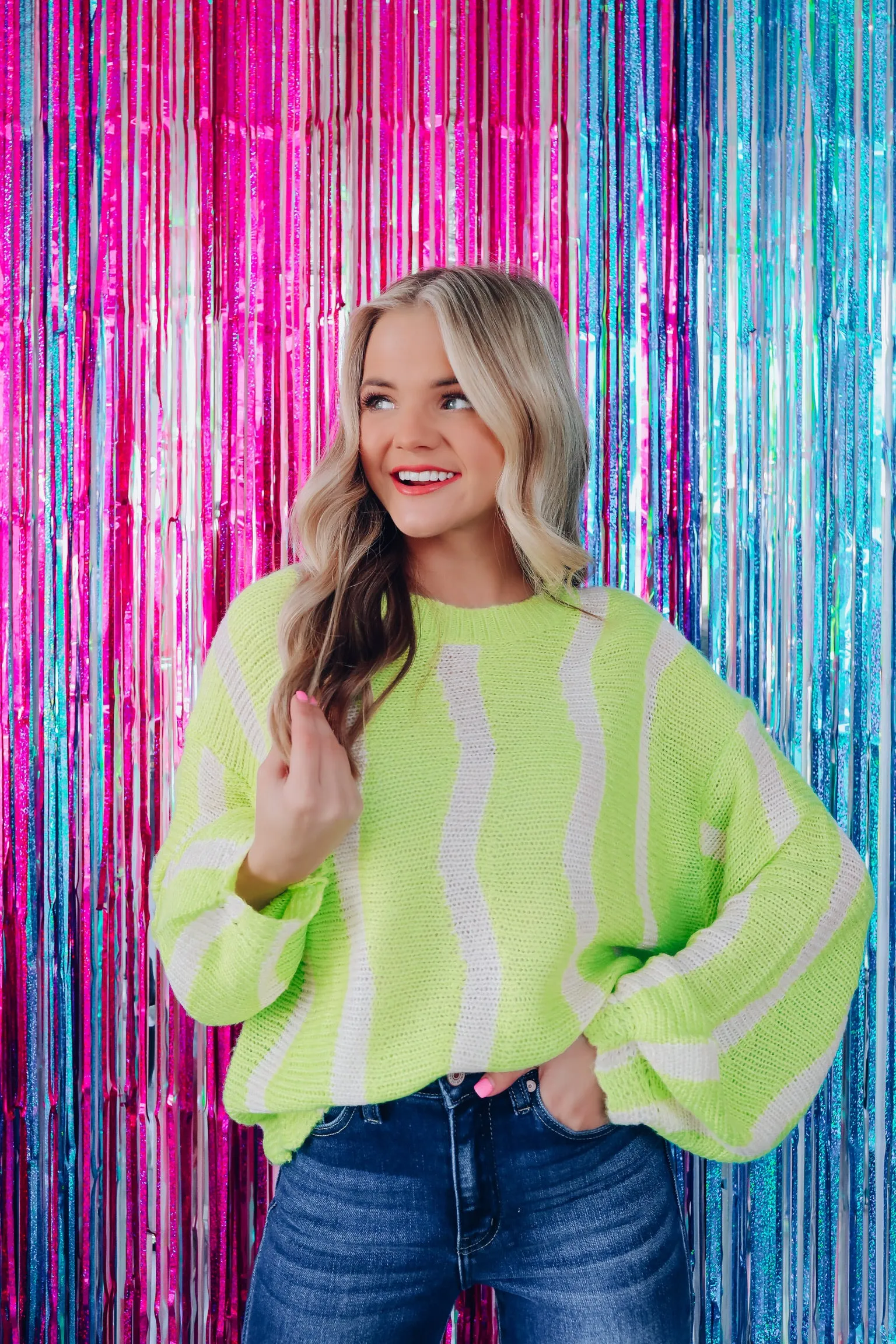 Livin' On Sunshine Light Weight Knit Sweater - Lime