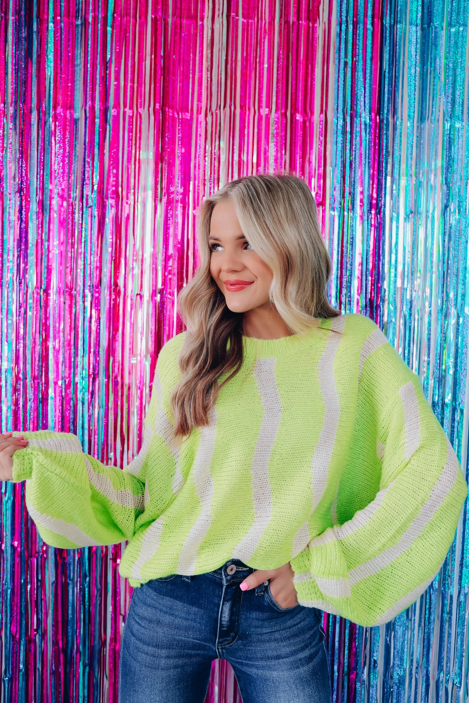 Livin' On Sunshine Light Weight Knit Sweater - Lime