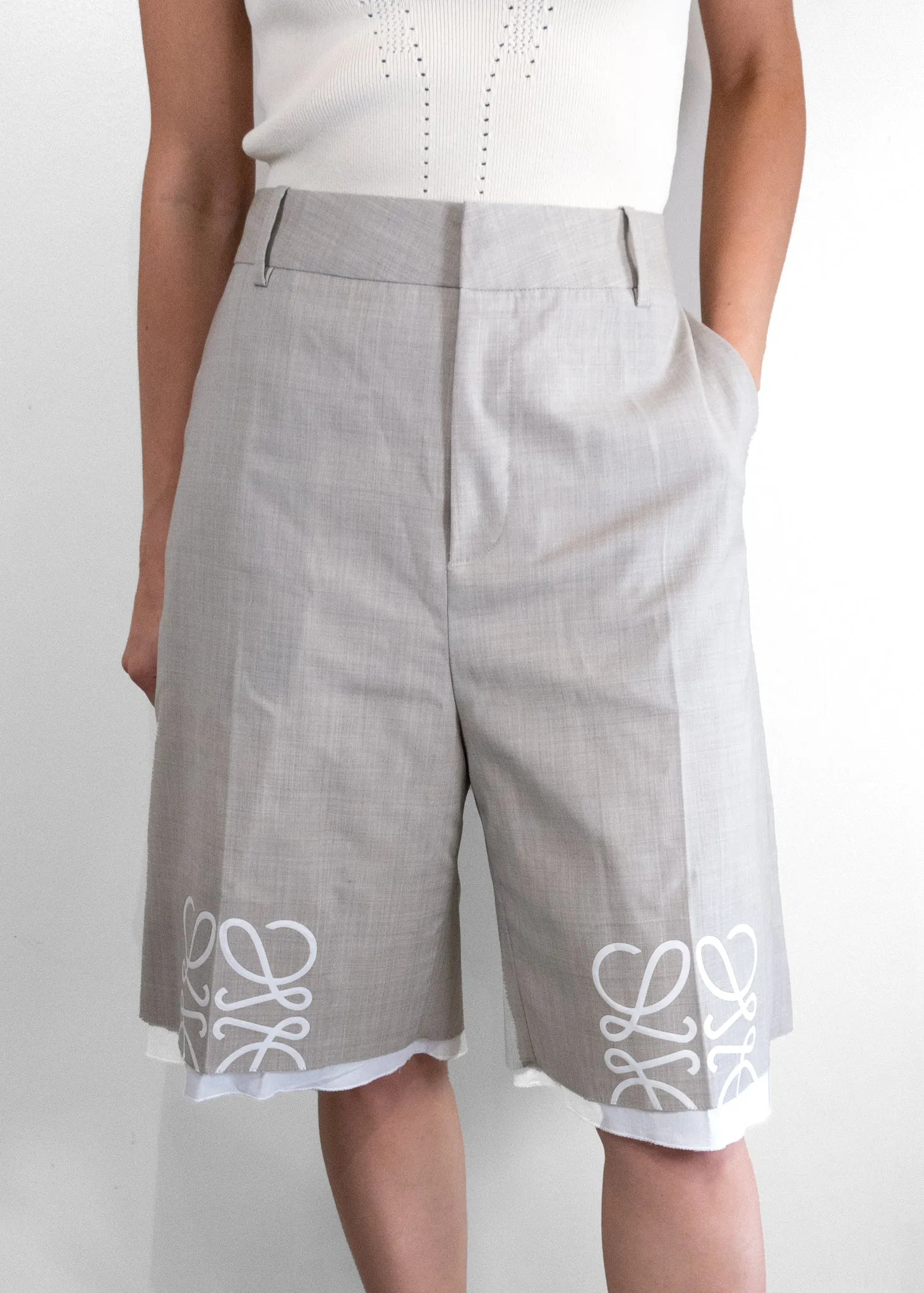 Loewe Long Tailored Shorts with Anagram Details