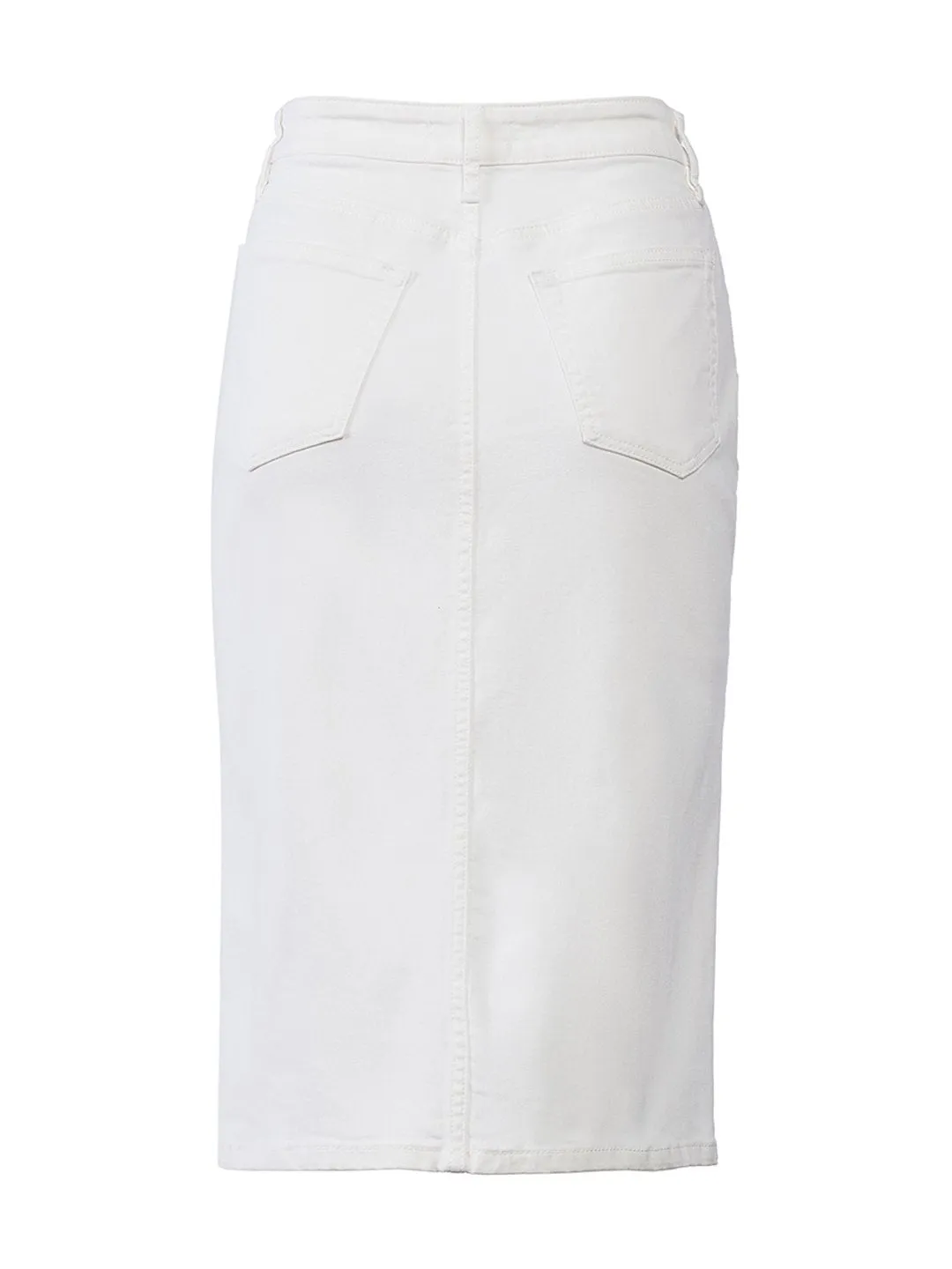 Long Denim Pencil Skirt in White