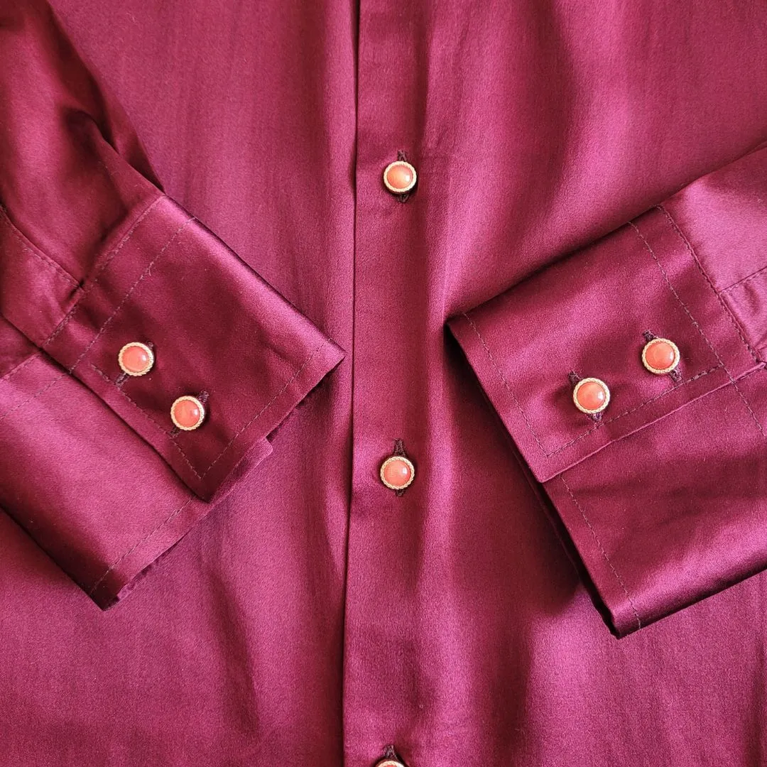 Men's Burgundy Silk Shirt