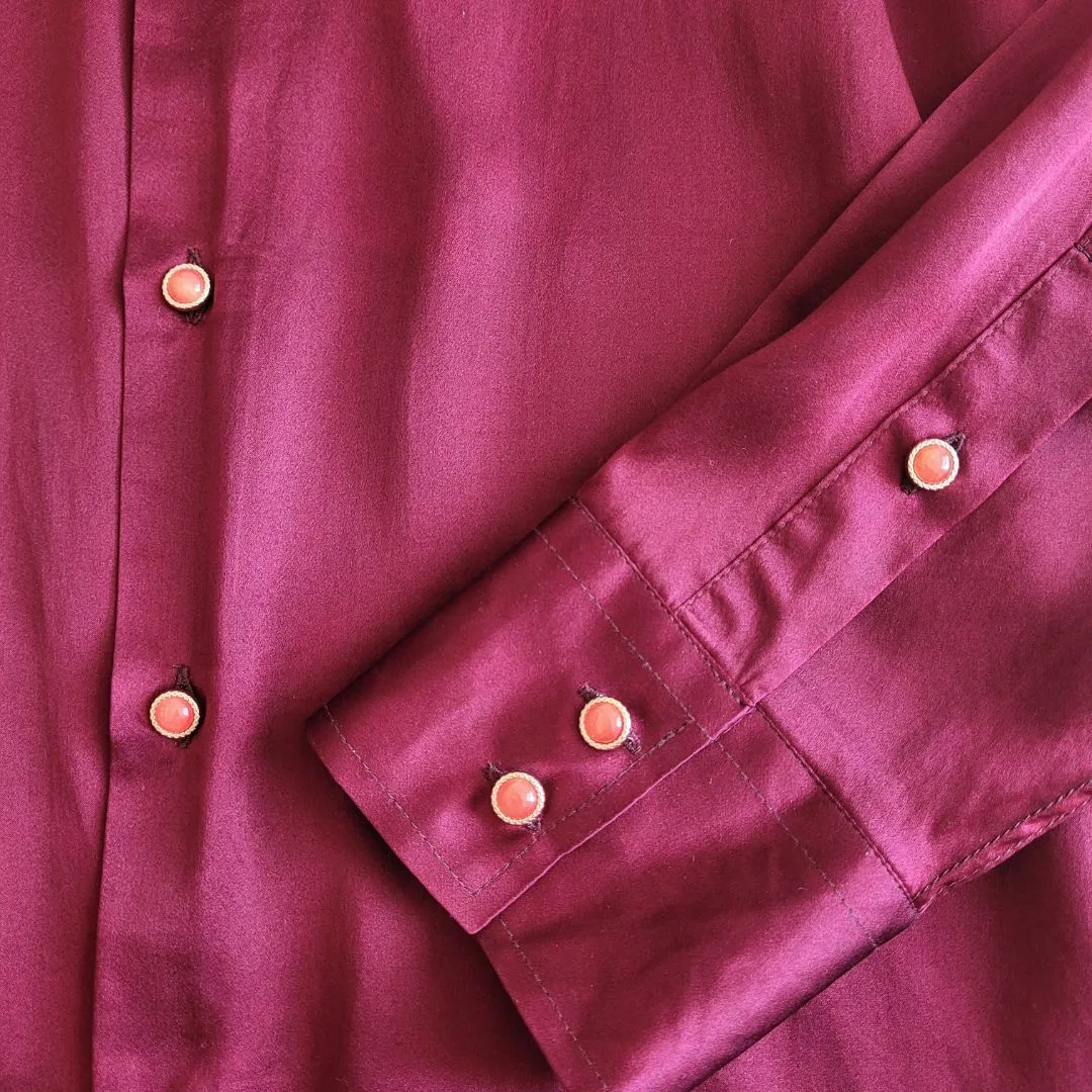 Men's Burgundy Silk Shirt