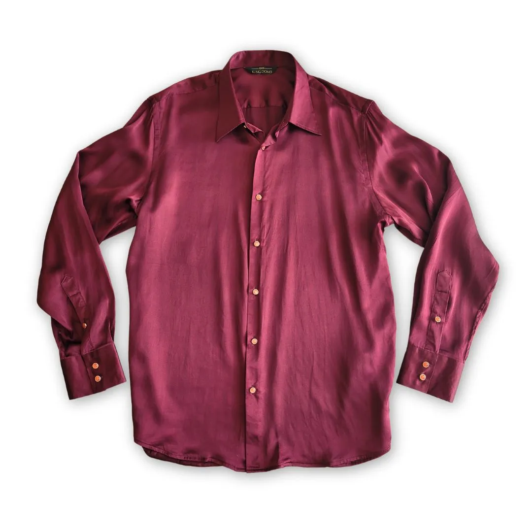 Men's Burgundy Silk Shirt