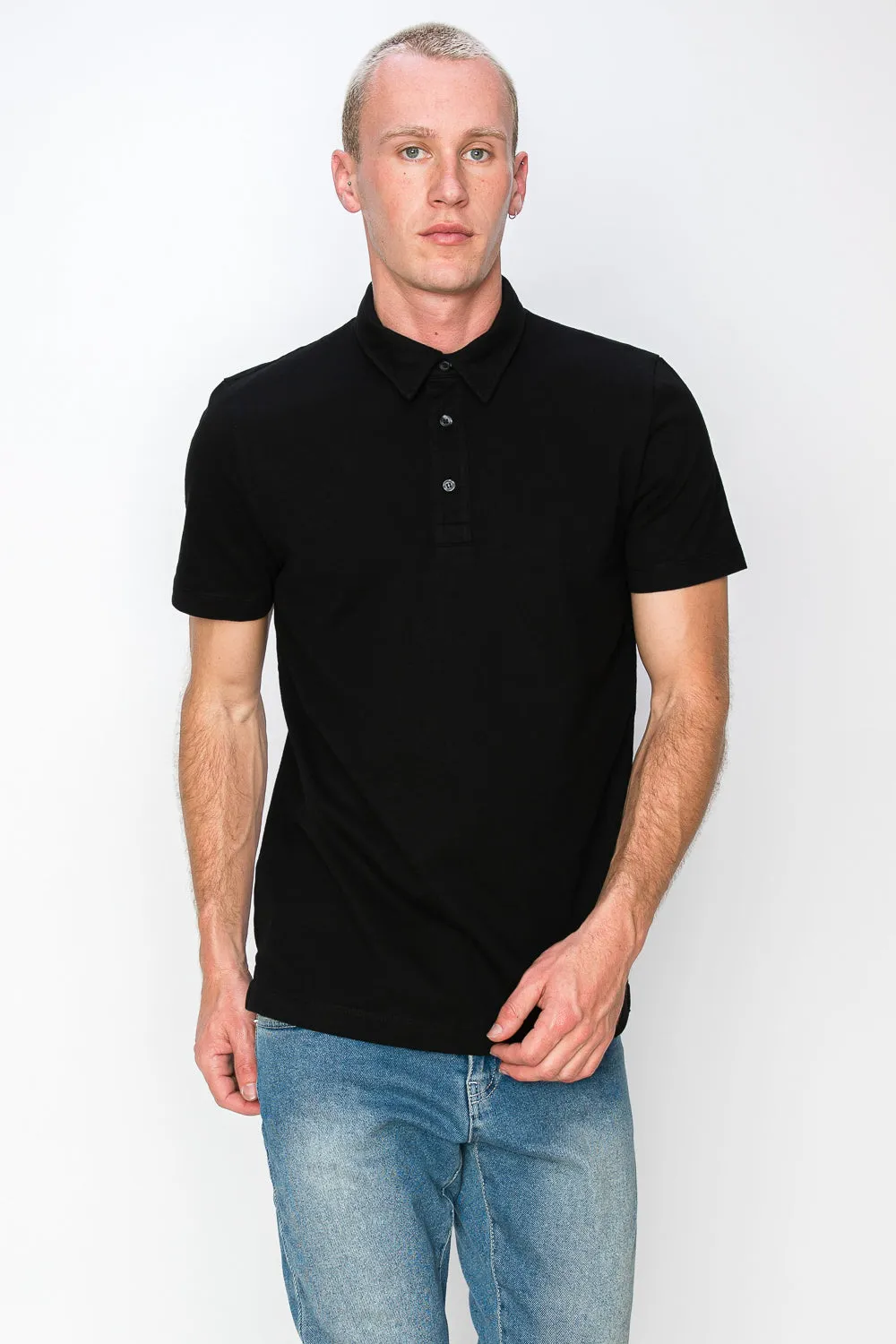 Men's Garment-Dyed Slub Cotton Polo T-Shirt