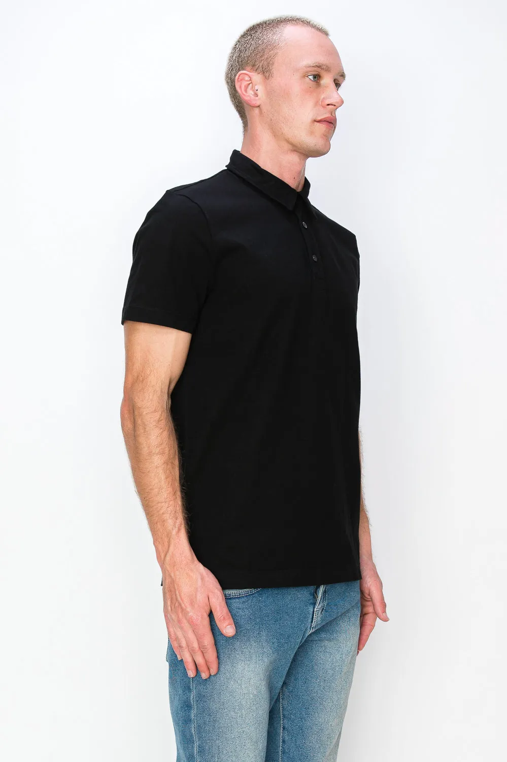 Men's Garment-Dyed Slub Cotton Polo T-Shirt