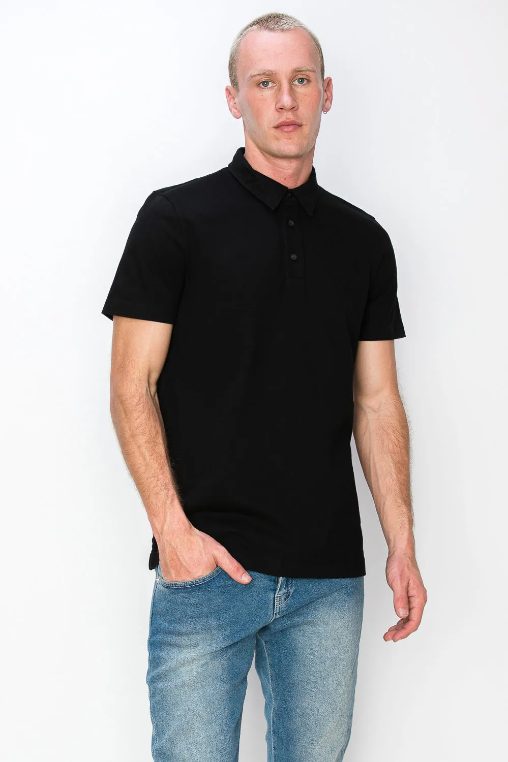 Men's Garment-Dyed Slub Cotton Polo T-Shirt