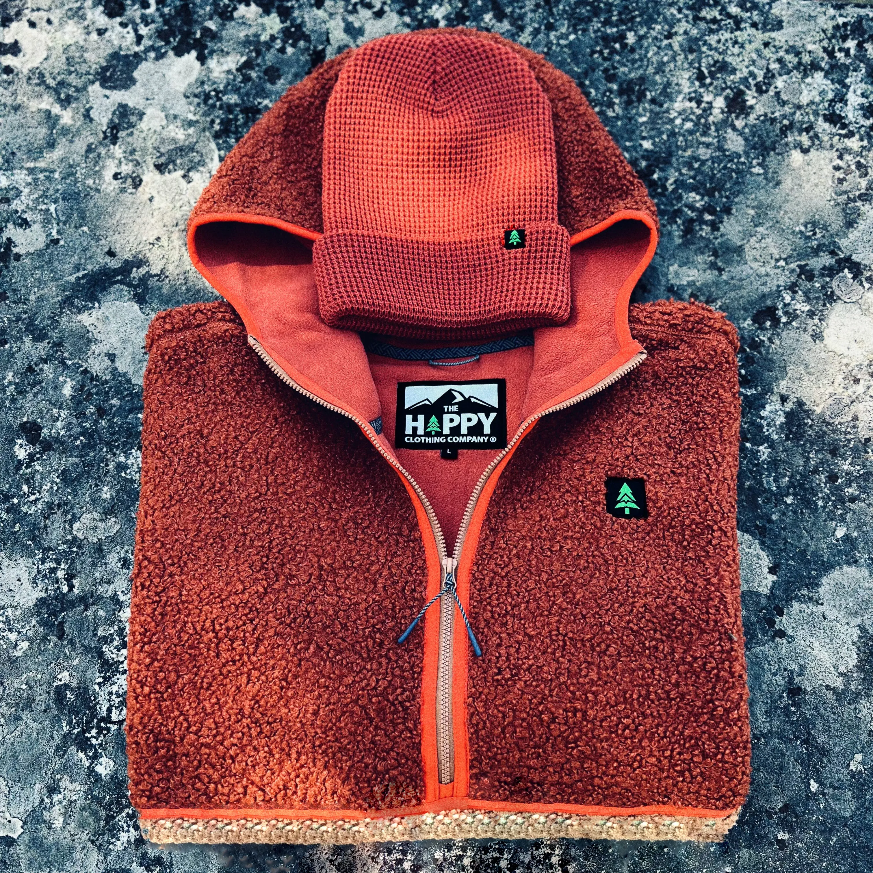 Men's Half Zip Sherpa Hoodie   Waffle Beanie | Red Clay Edition |