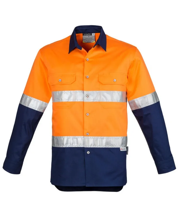 Mens Hi Vis Spliced Industrial Shirt - Hoop Taped