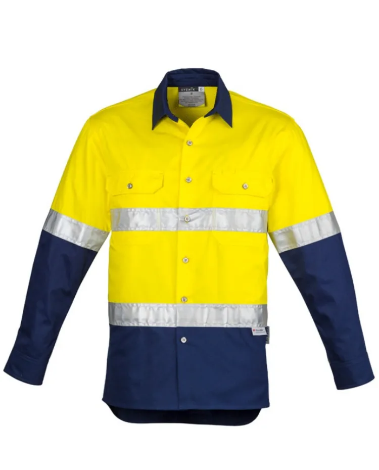 Mens Hi Vis Spliced Industrial Shirt - Hoop Taped