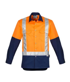 Mens Hi Vis Spliced Industrial Shirt - Shoulder Taped