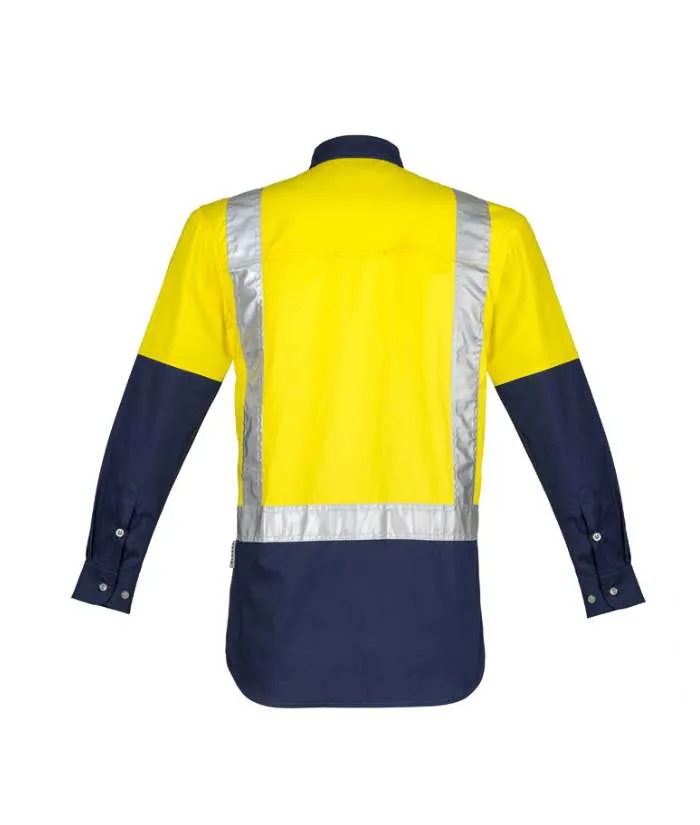 Mens Hi Vis Spliced Industrial Shirt - Shoulder Taped