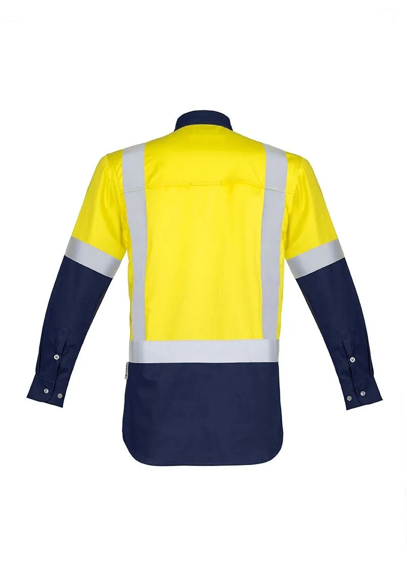 Mens Hi Vis Spliced Industrial Shirt - Shoulder Taped