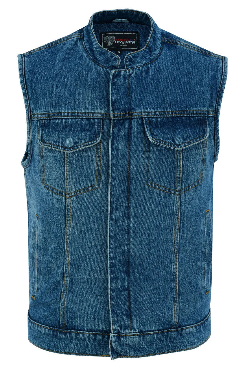 Mens Sky Blue Denim Club Vest w/ Concealed Carry