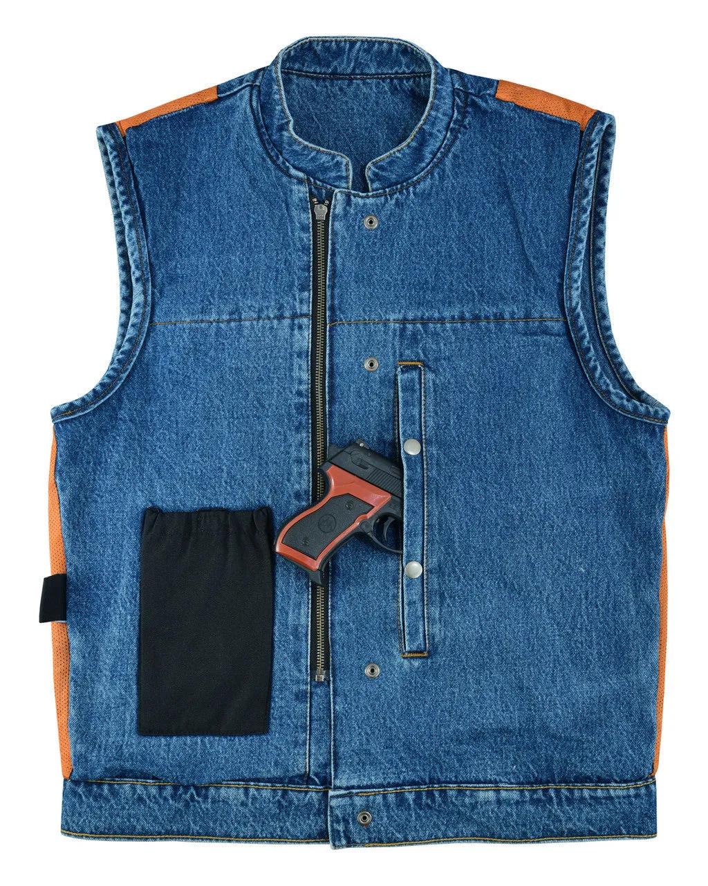 Mens Sky Blue Denim Club Vest w/ Concealed Carry