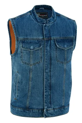 Mens Sky Blue Denim Club Vest w/ Concealed Carry