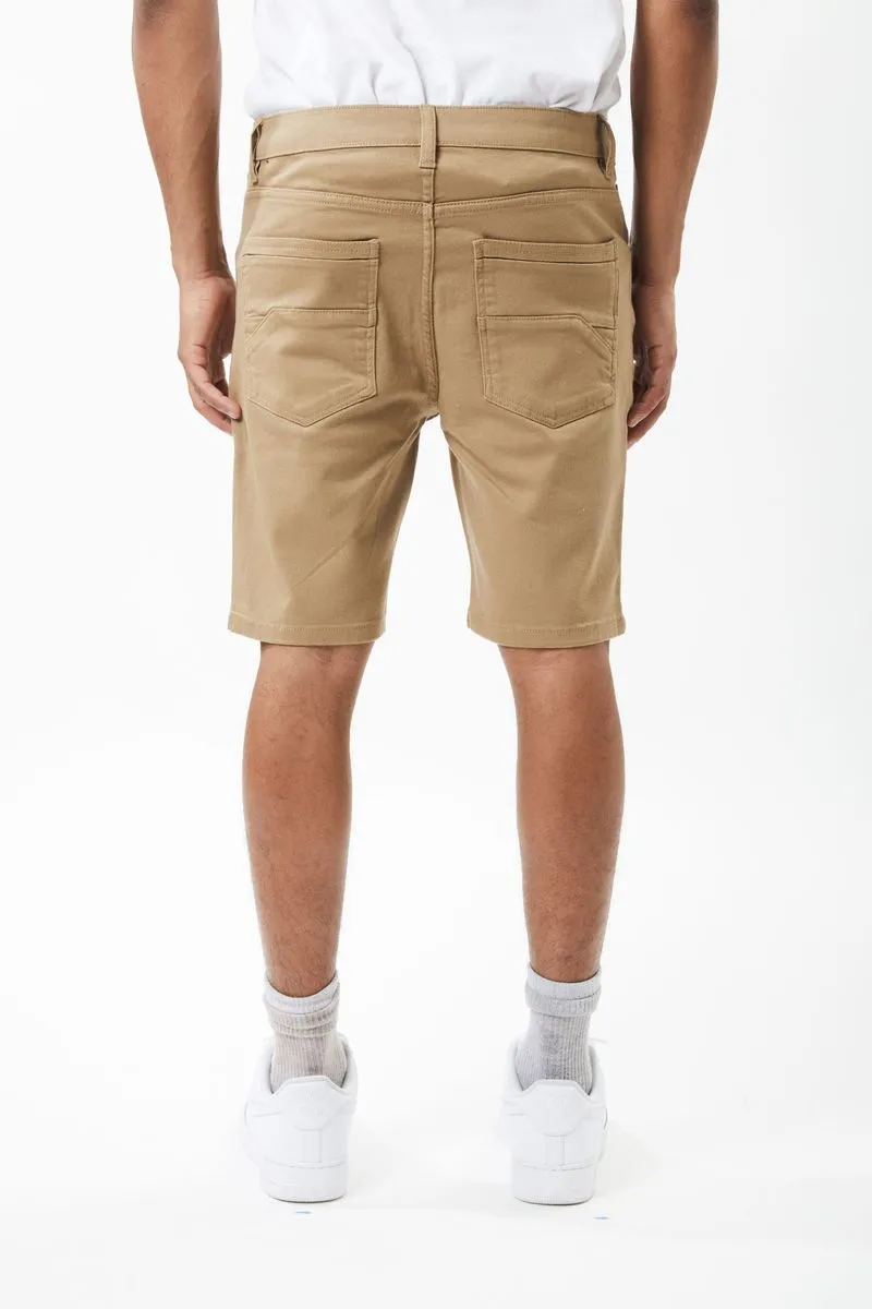 Men's Stretch Denim & Twill Shorts with Rip & Repair