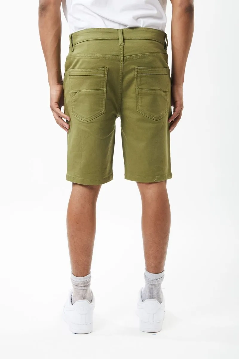 Men's Stretch Denim & Twill Shorts with Rip & Repair