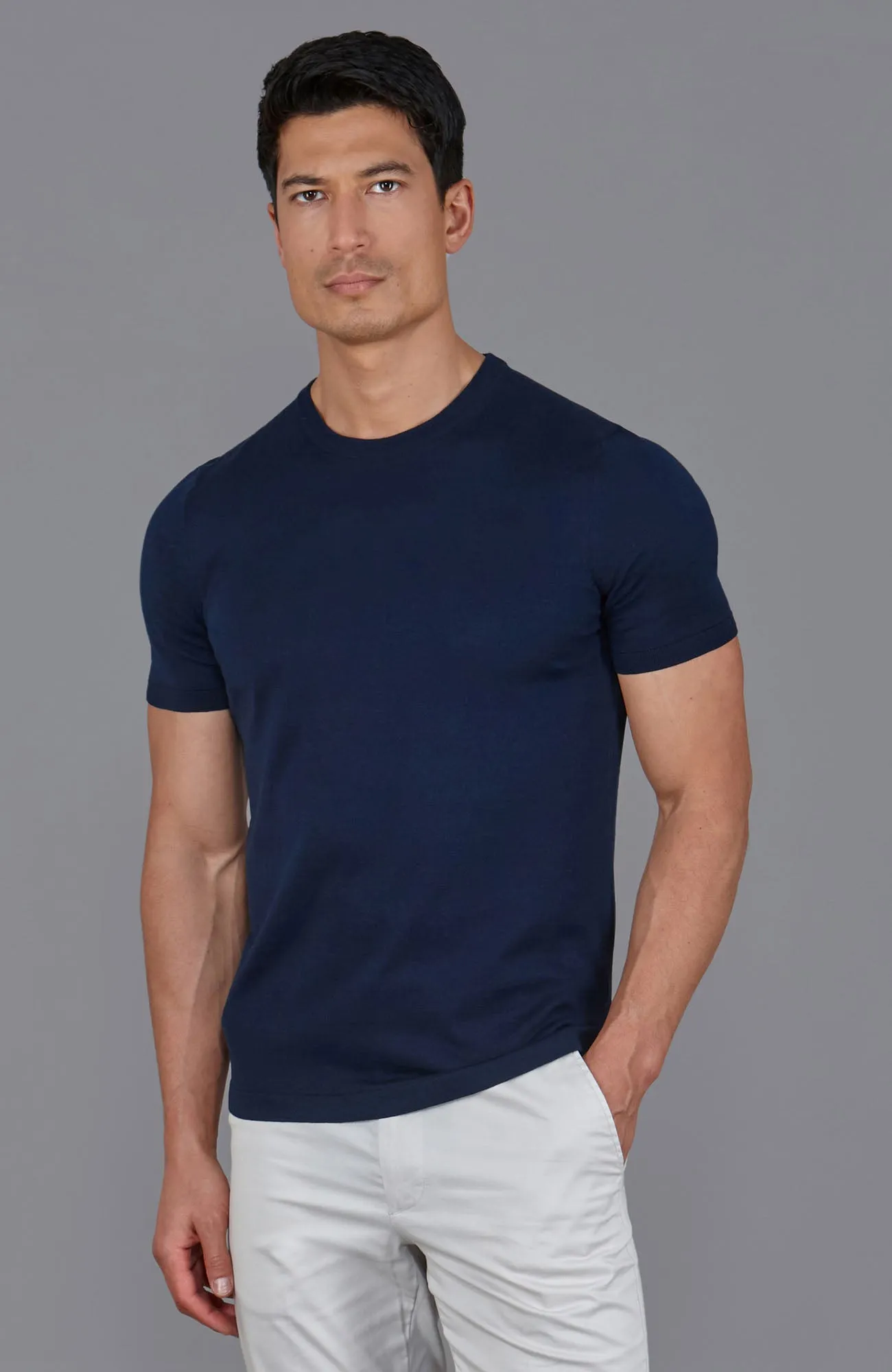 Mens Superfine Mercerised Cotton Knitted T-Shirt