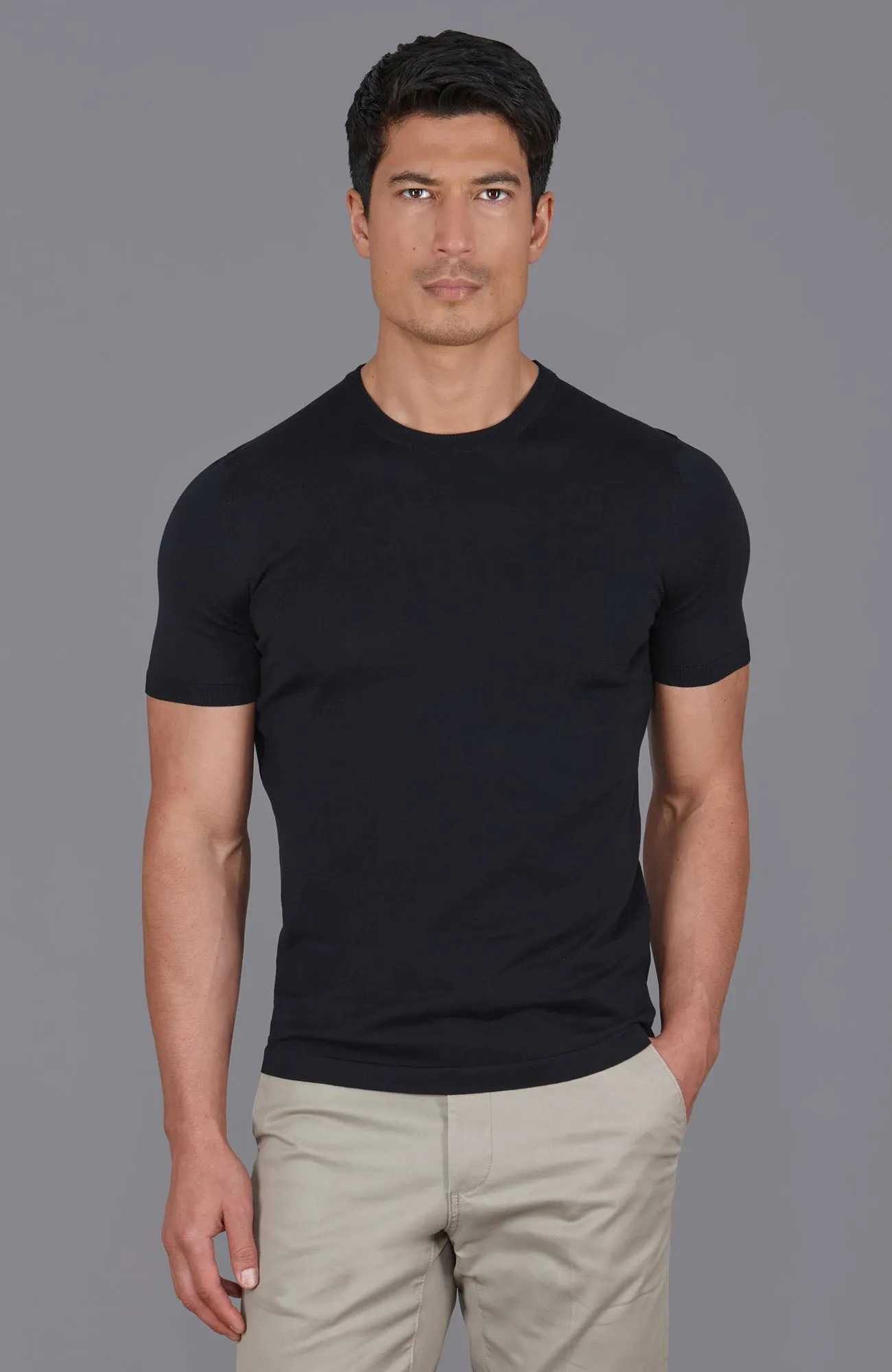 Mens Superfine Mercerised Cotton Knitted T-Shirt