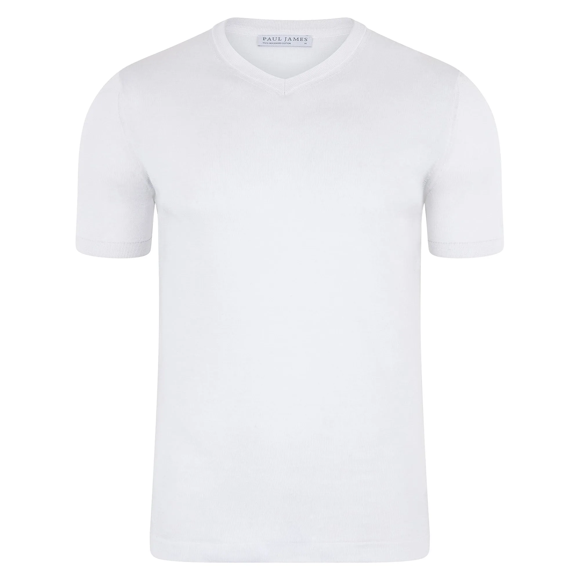 Mens Superfine Mercerised Cotton V Neck Knitted T-Shirt