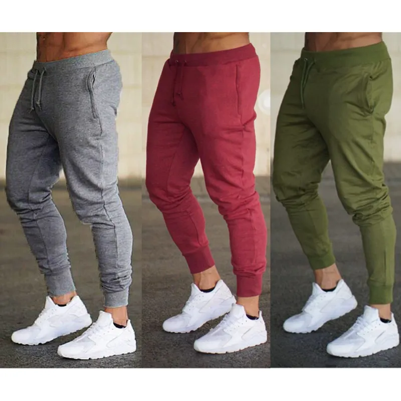 Mens Sweat Fitness Slim Fit Trousers with Pockets