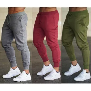 Mens Sweat Fitness Slim Fit Trousers with Pockets