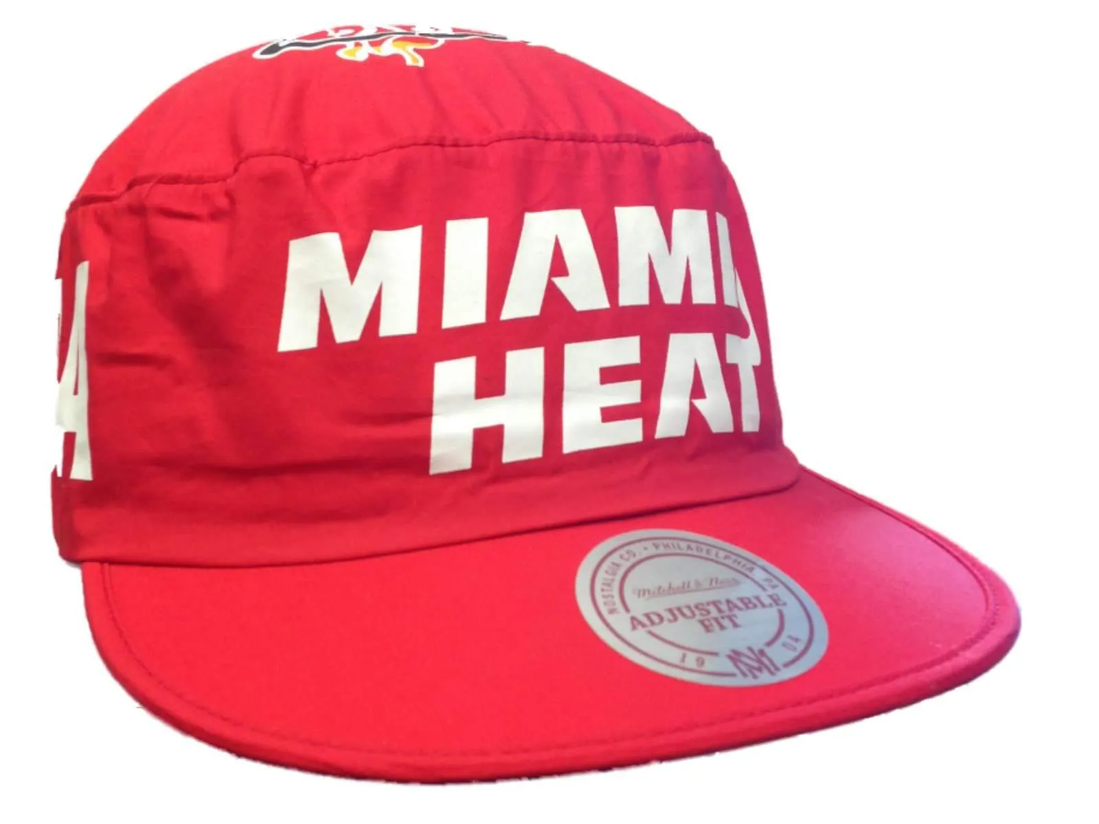 Miami Heat Mitchell & Ness Red Lightweight Fitted Flat Bill Hat Cap