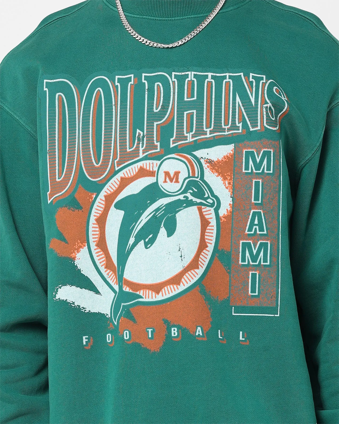 Mitchell & Ness Miami Dolphins Paintbrush Crewneck Aqua