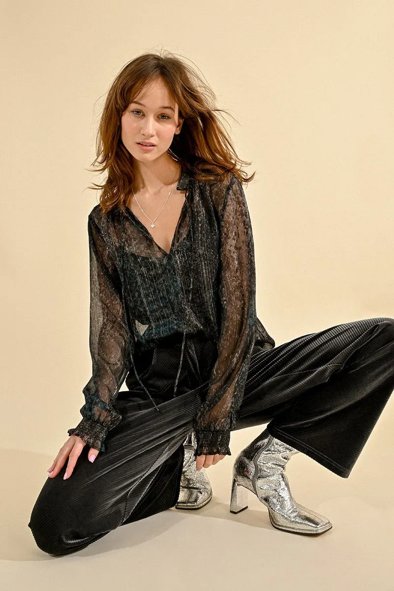 Molly Bracken Sheer Black Blouse