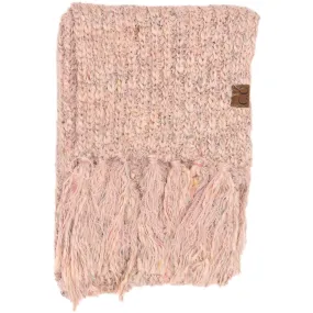 Multi Color Feather Knit Scarf in Rose