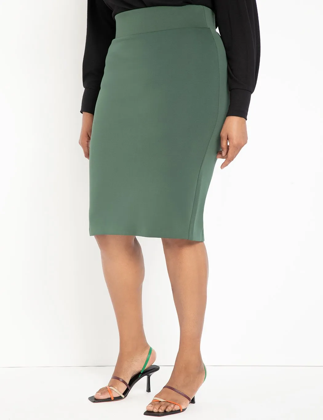 Neoprene Pencil Skirt in Mallard