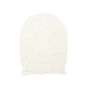 Net Crochet Lightweight Beanie Hat in White