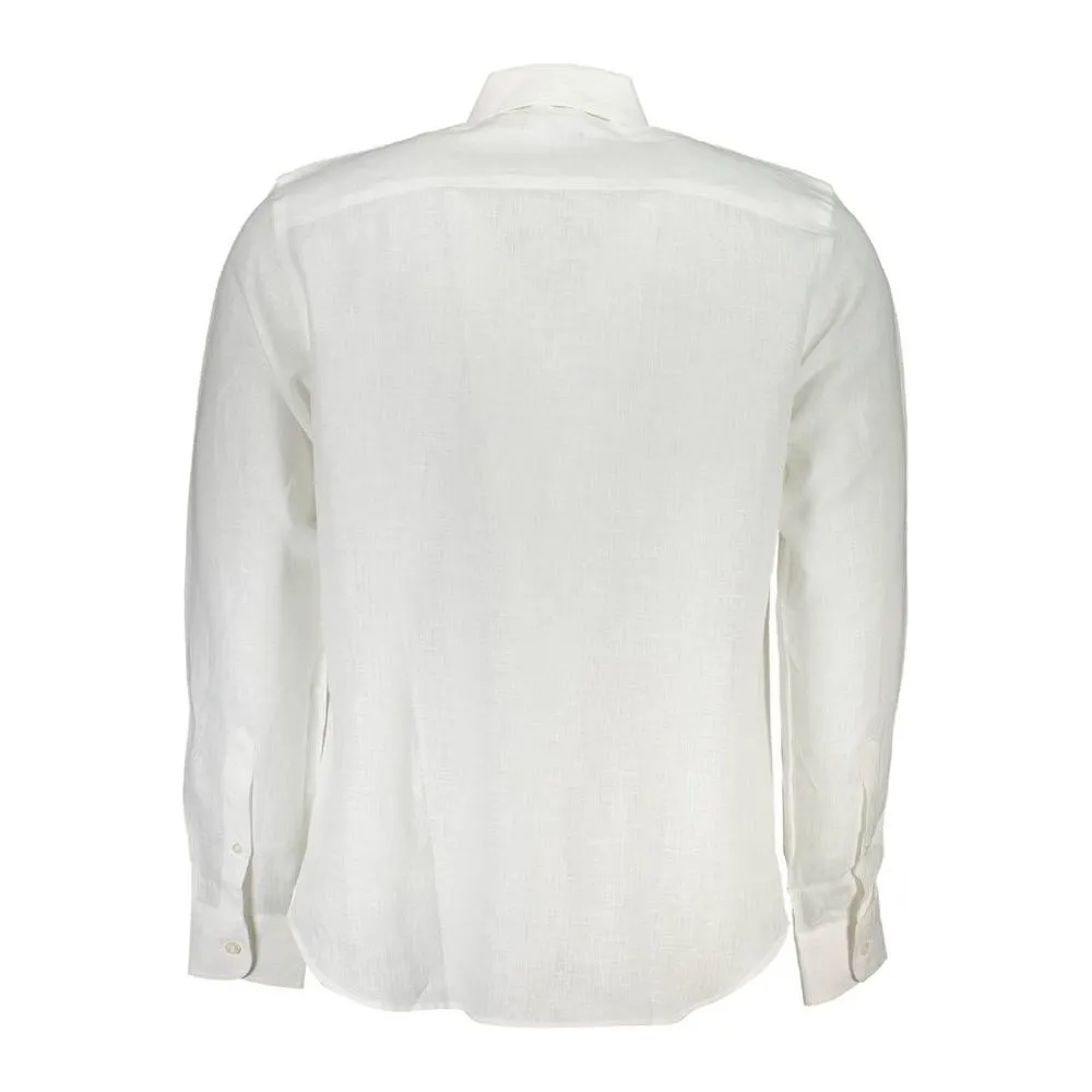 North Sails Elegant White Linen Long-Sleeved Shirt