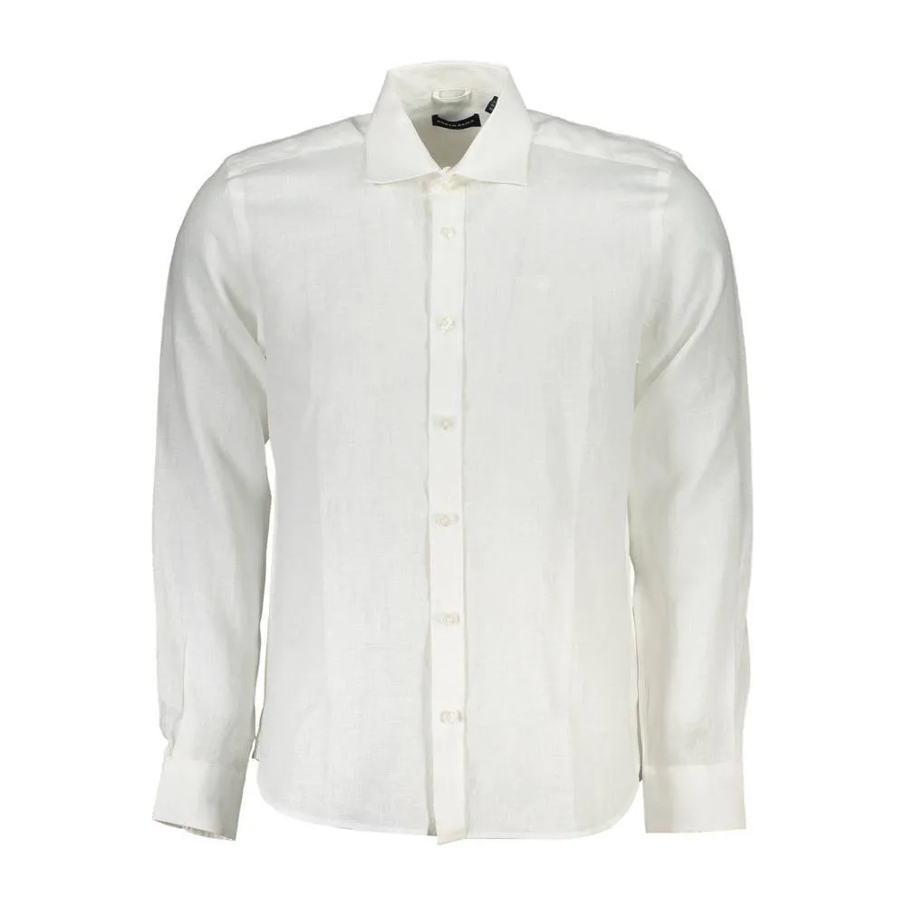 North Sails Elegant White Linen Long-Sleeved Shirt