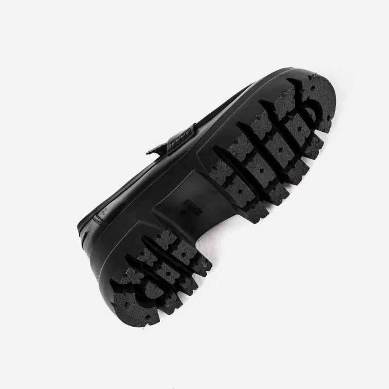 O tizz Black Chunky Loafers