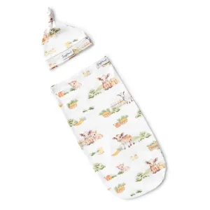 Organic Snuggle Swaddle & Beanie Set, Farm