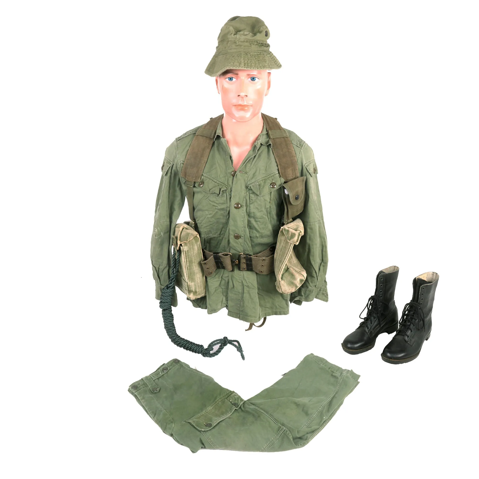 Original Australian Vietnam War Uniform and Load Bearing Equipment LBE Set Featuring “Pixie Greens” Fatigues