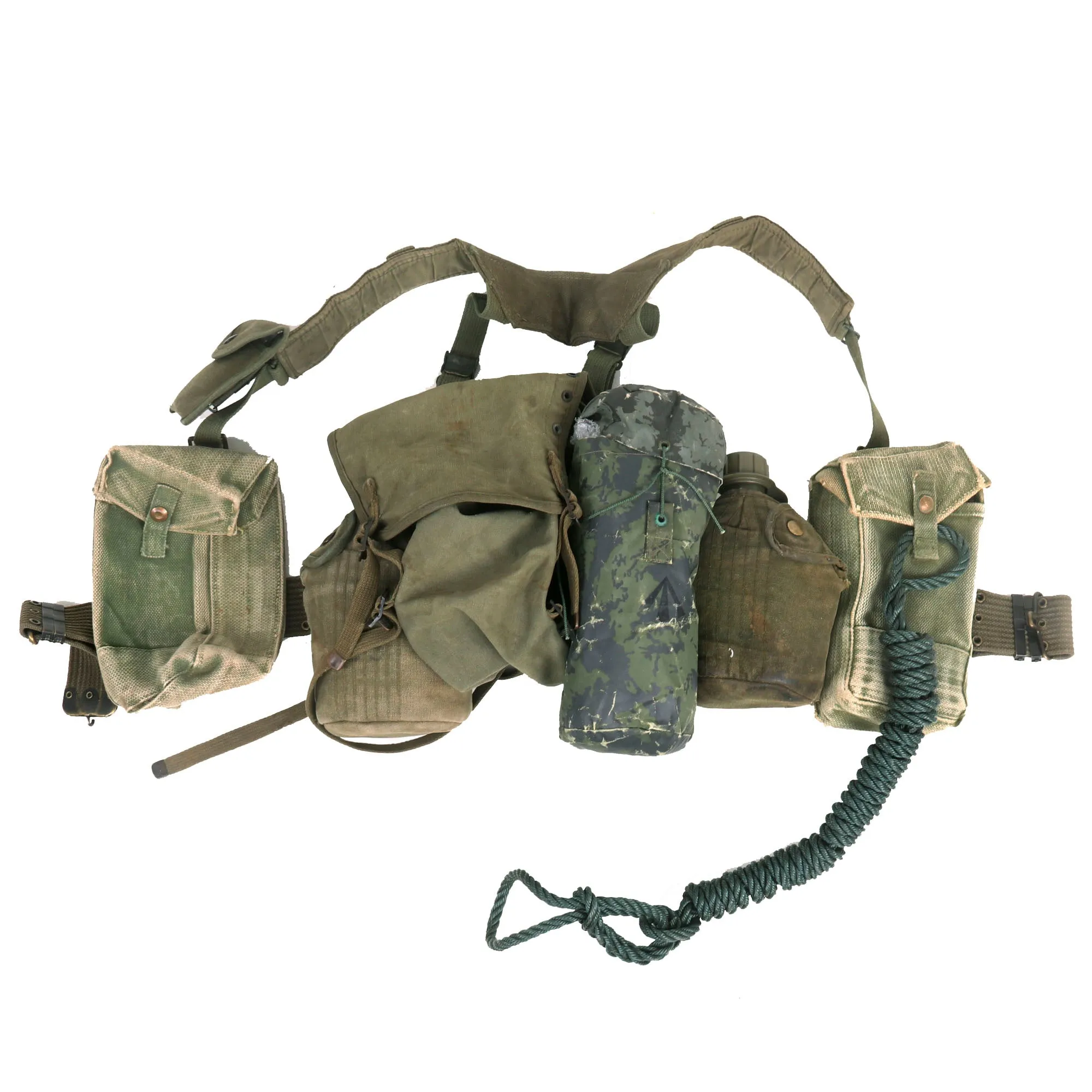 Original Australian Vietnam War Uniform and Load Bearing Equipment LBE Set Featuring “Pixie Greens” Fatigues