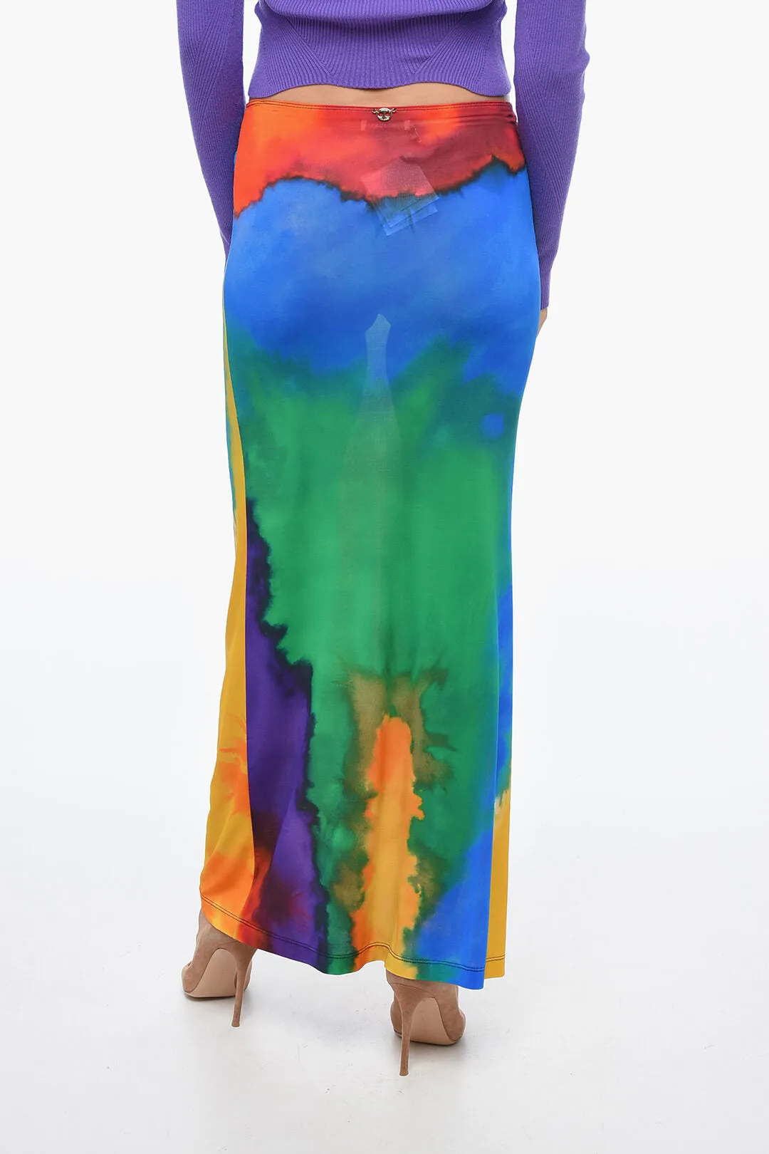 Paco Rabanne Tie Dye Stretch Fabric Long Skirt