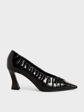 Patent Ruched V-Cut Pumps