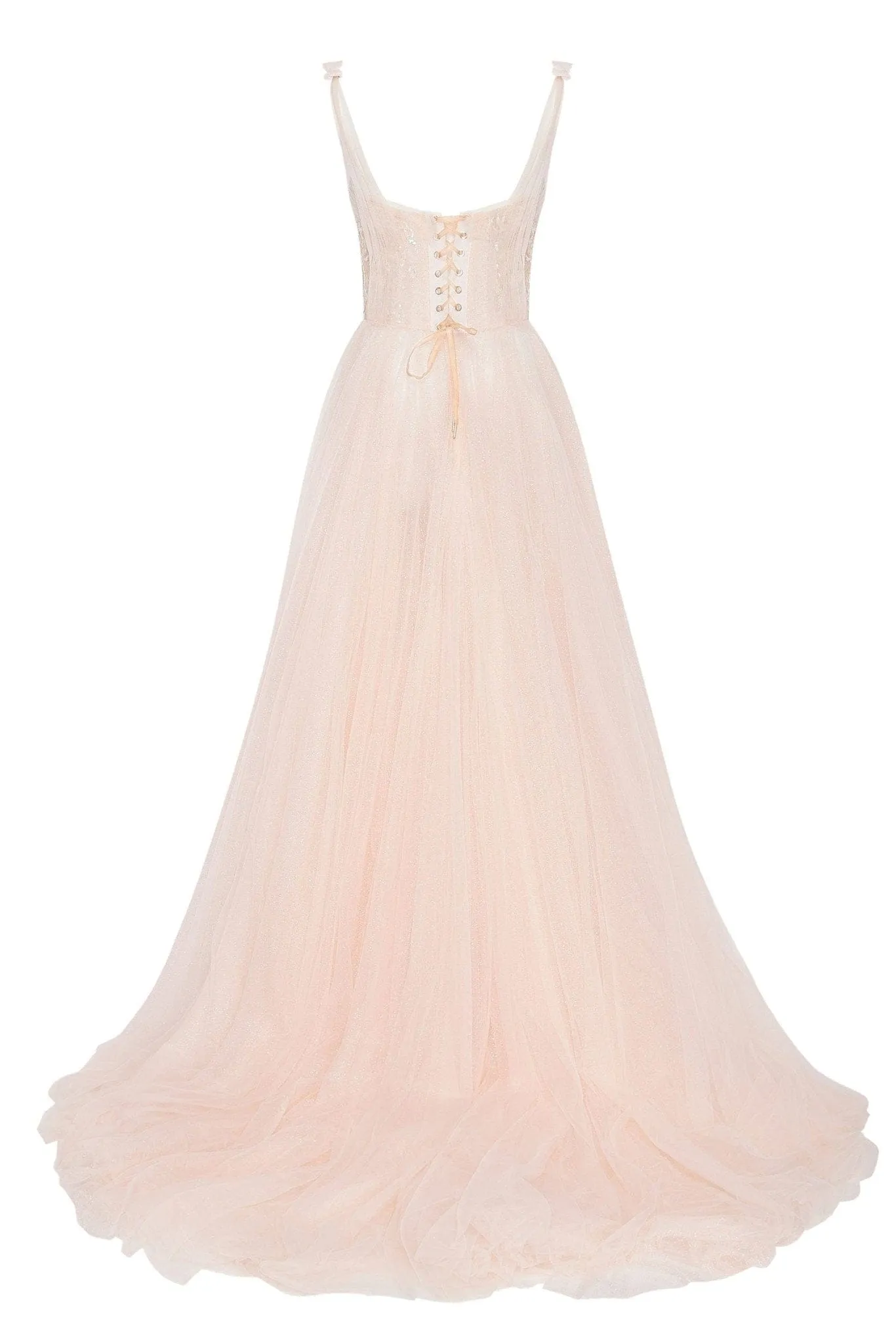 Peach Multi-Layered Tulle Gown