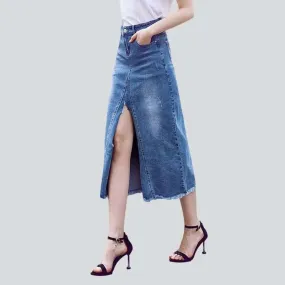 Pencil slit long jeans skirt