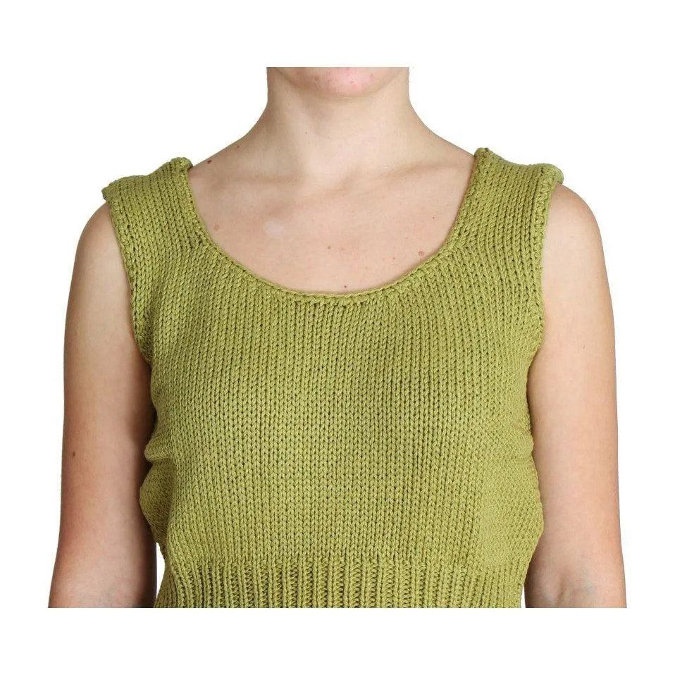 PINK MEMORIES Elegant Green Knit Sleeveless Vest Sweater