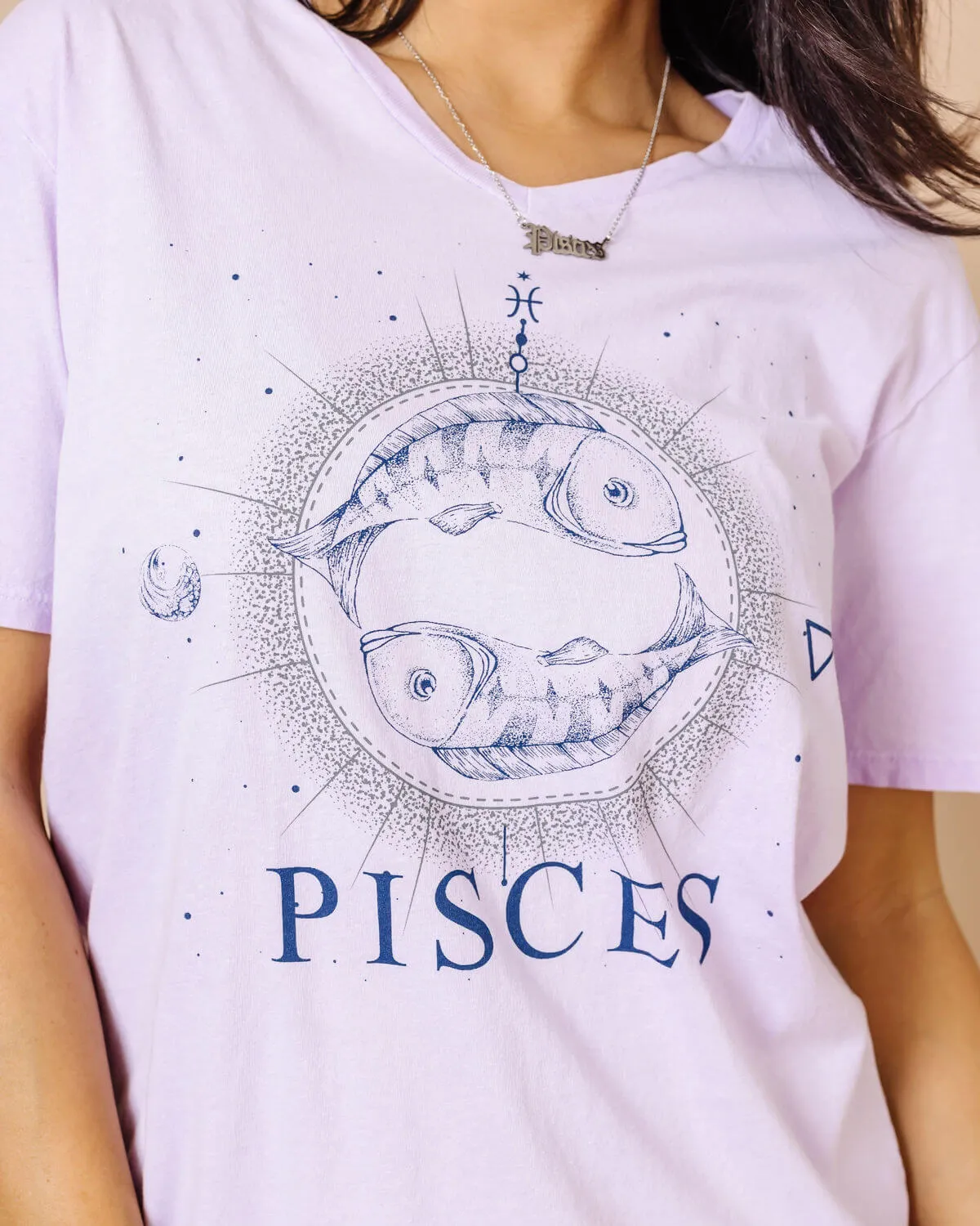 Pisces Zodiac Graphic V-Neck T-Shirt | XS-2XL